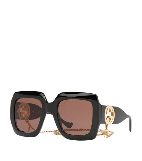 rectangle sunglasses womens gucci|gucci rectangular sunglasses with chain.